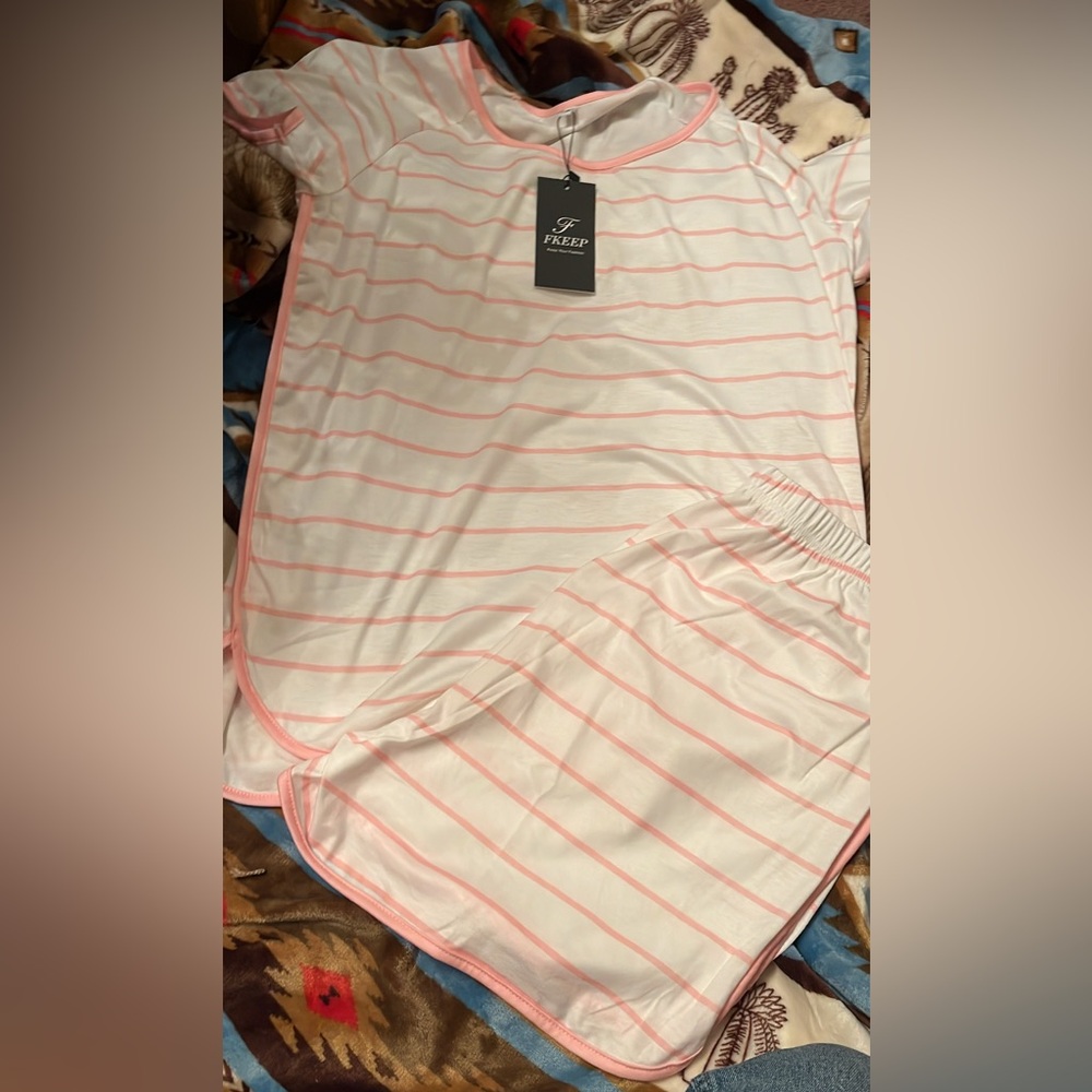 Pink Striped Pajama Set